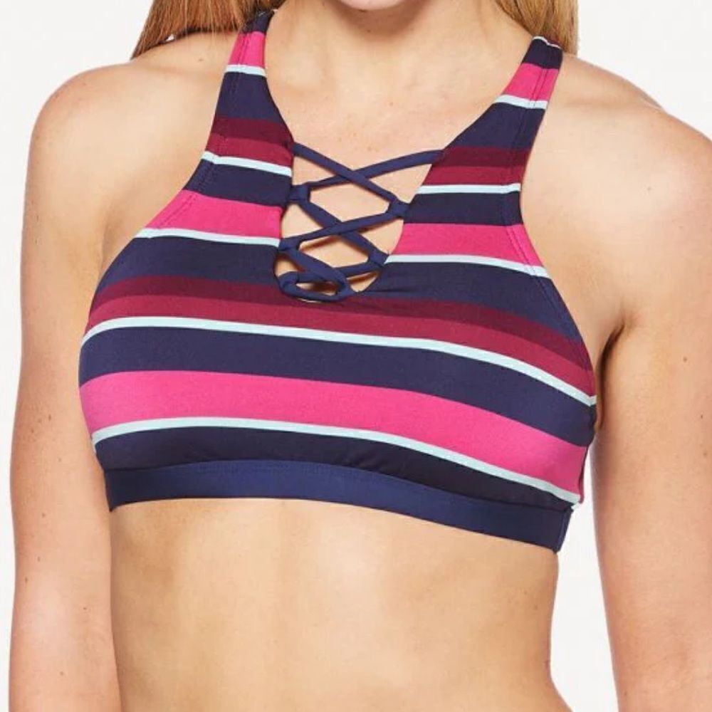 NWT JAG Striped Lace Up Bikini Top Size Small